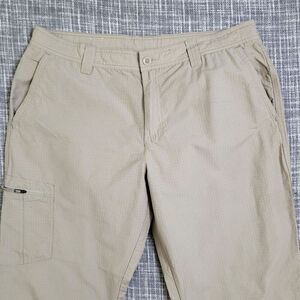 Columbia Ripstop Hiking Pant Men's 38x32 Zip Cargo Pocket Outdoor Light Khaki